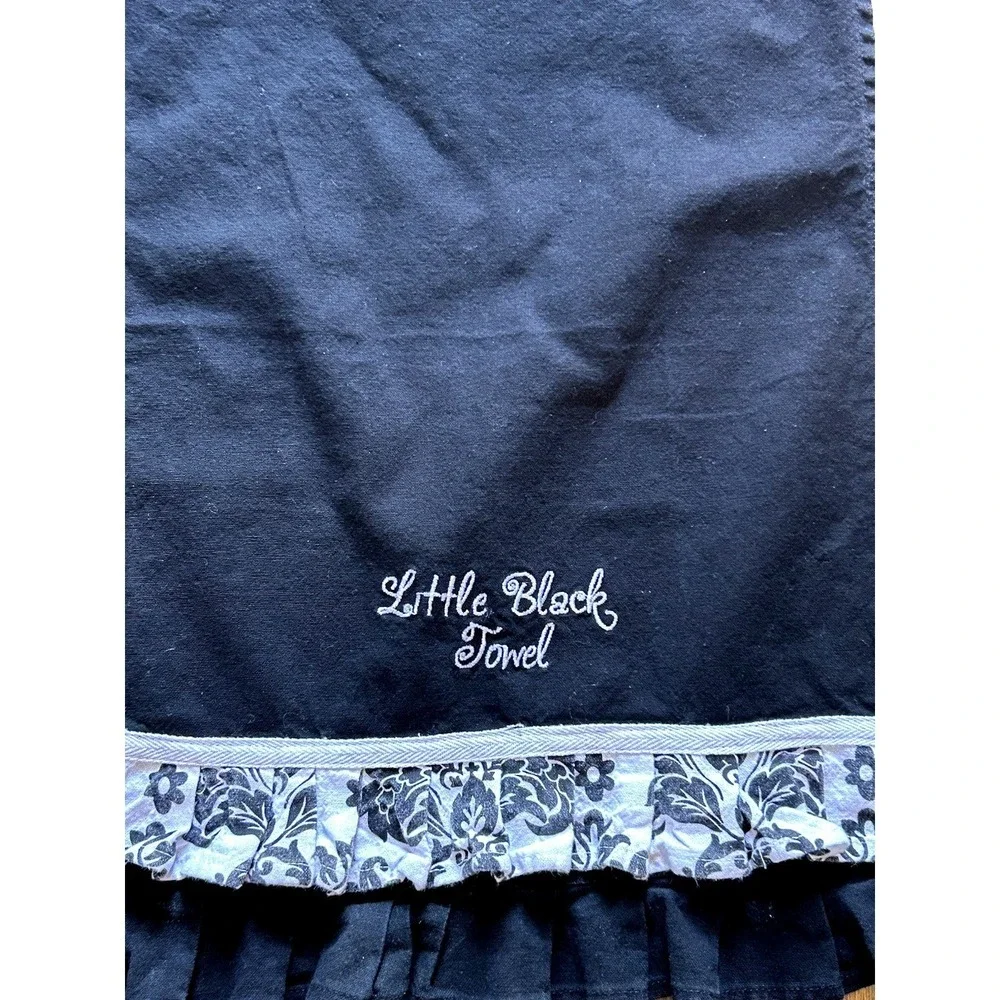 Pier 1 The Little Black and White Floral Tea Towel Kitchen Dish Cotton New